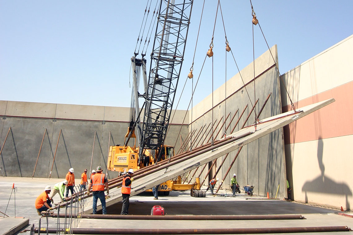 Concrete crew preparing commercial site work